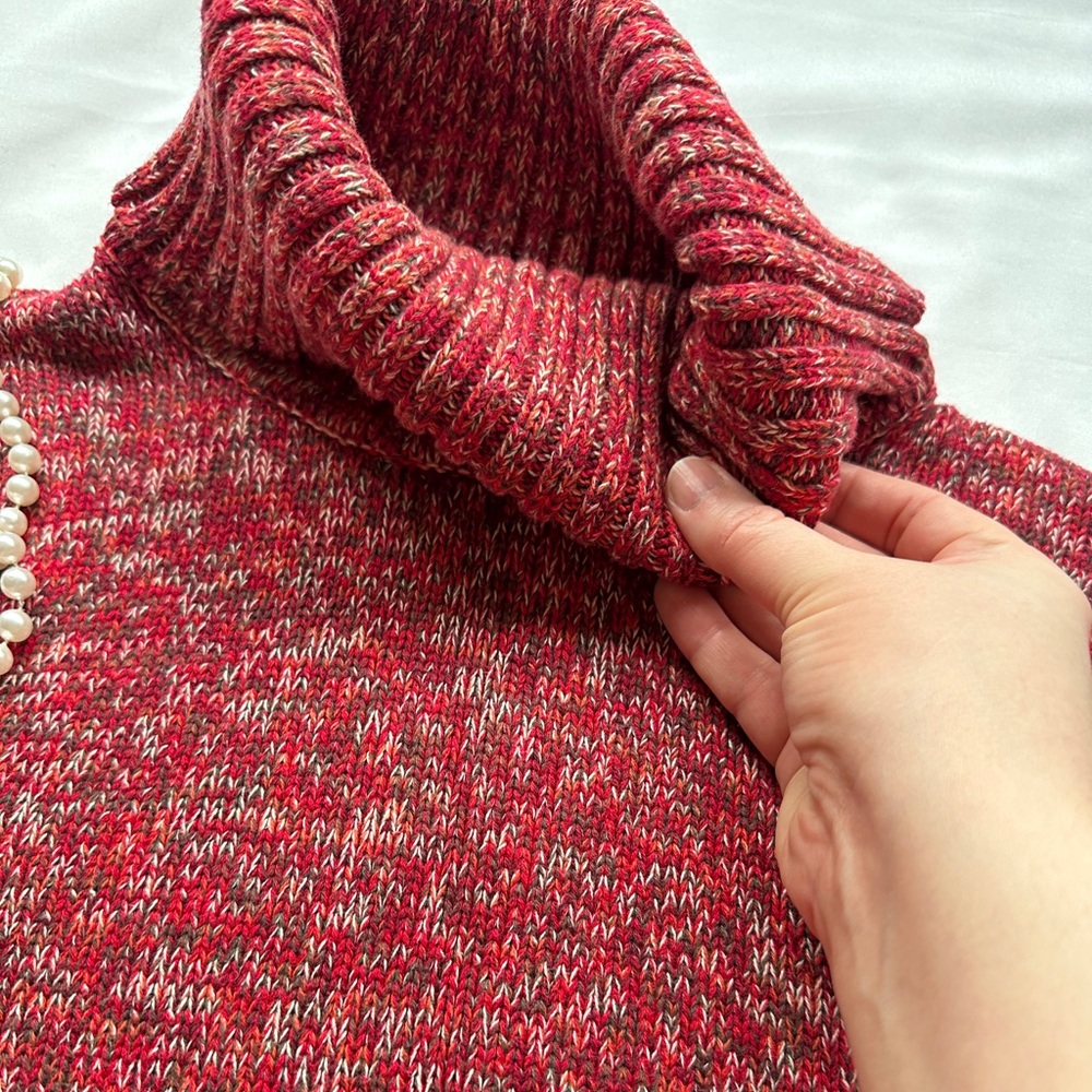 Cozy Red Turtleneck Sweater M L - Picture 2 of 16